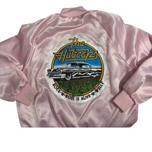 Vintage The Hubcaps Rockabilly Pink Satin Jacket Adult Medium